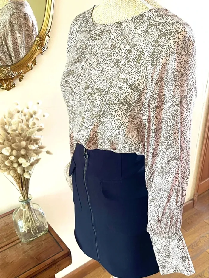 Sublime blouse manche longue fluide mango taille XL rose à motif - photo numéro 15