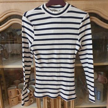 Haut marinier fines côtes blanc et bleu Taille M Cache-cache 