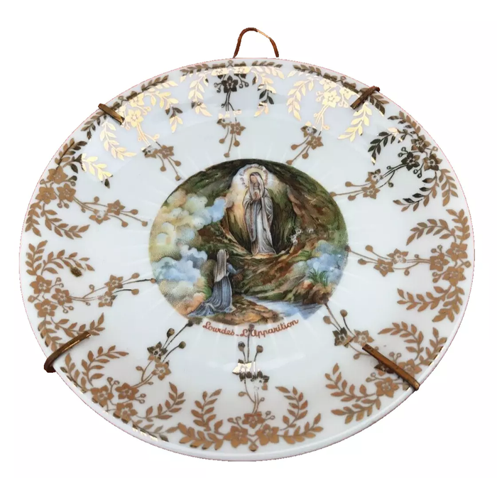 Assiette porcelaine Lourdes L' Apparition Limoges A.L France