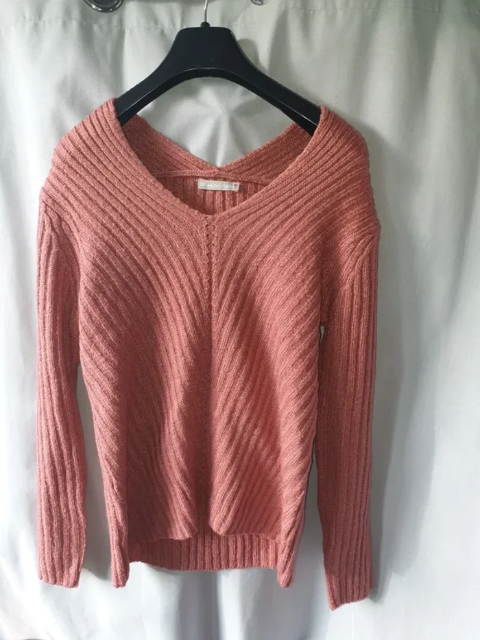 Pull en maille rose brique - photo numéro 2
