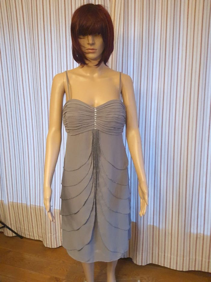 Robe de soirée gris clair Lautinel taille 4 (L)