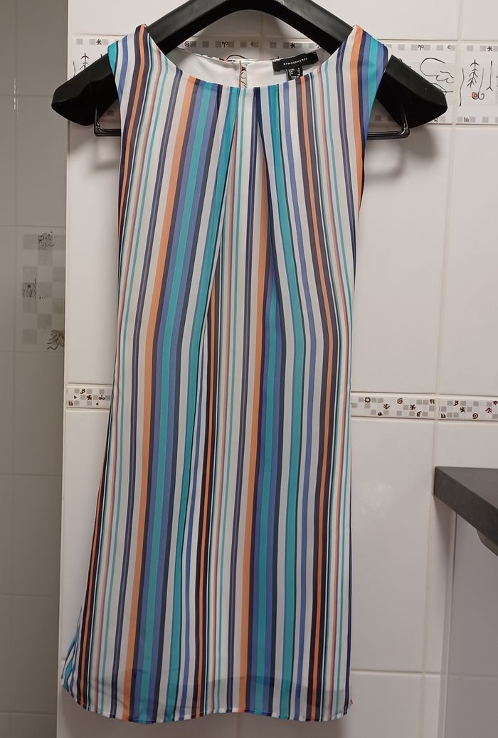 Robe rayée tons de bleu, blanc orangé taille 36 - photo numéro 3