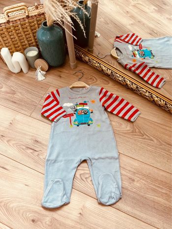 Taille 6 mois pyjama fin garçon DPAM gris orange * vacances * 💙