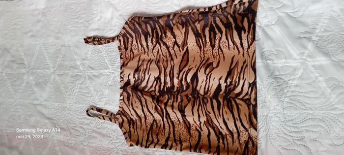 Haut fines bretelles motif zébré marron femme S - photo numéro 5