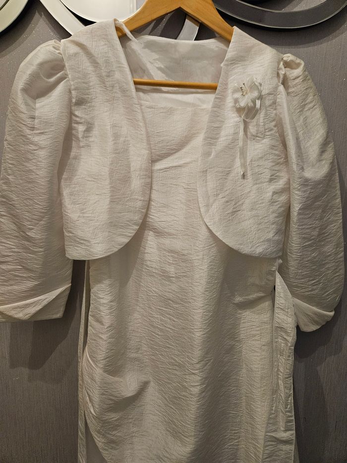 Robe blanche cérémonie mariage avec bolero taille 14ans - photo numéro 2