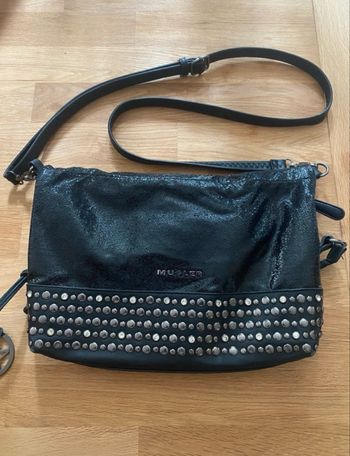 Sac à main bandoulière Mugler noir brillant pailletée