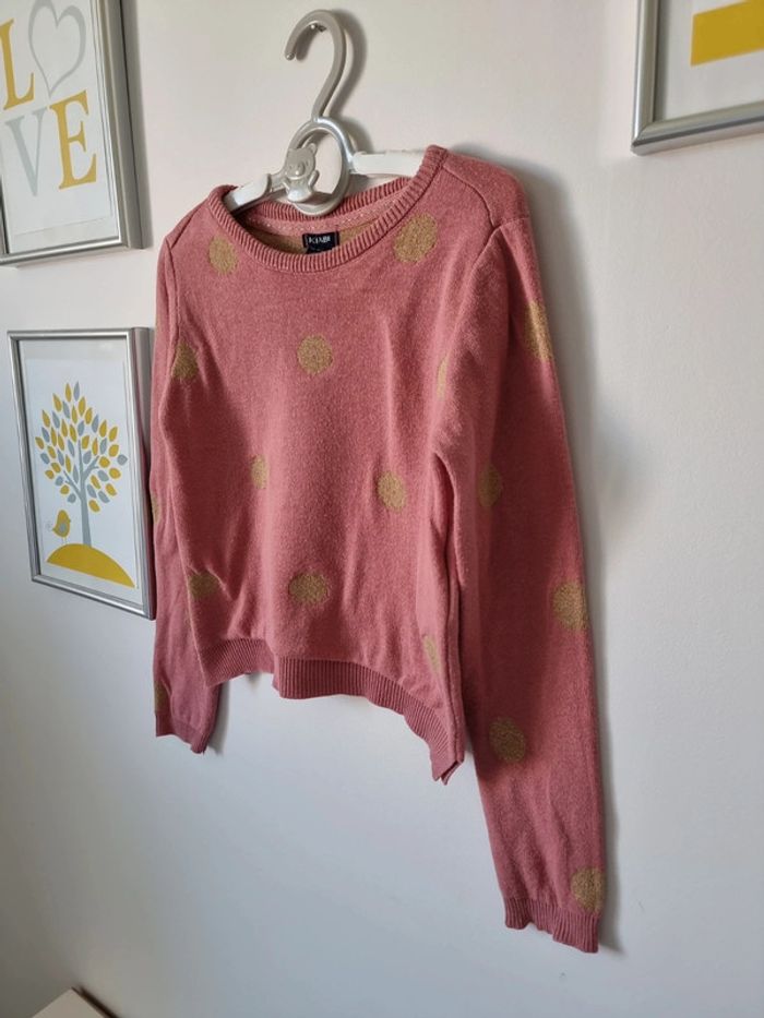 Pull vieux rose à pois doré kiabi taille 4ans - photo numéro 2