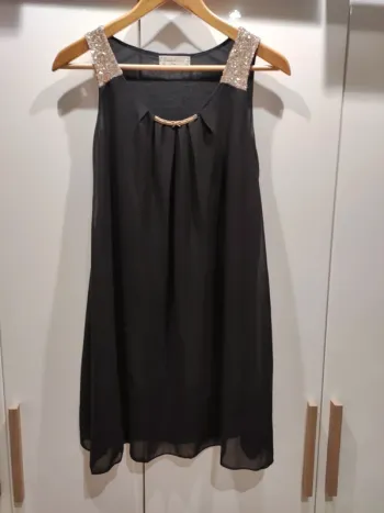Robe tunique chic noire et sequins dorés - excellent état -T.36/38