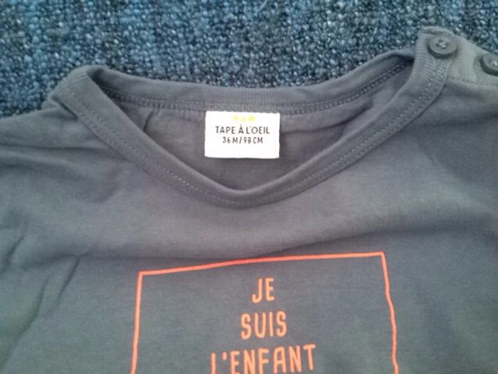 Tee-shirt manches longues bleu gris Tape à l'œil - 36 mois - photo numéro 3