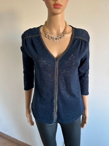 Blouse bleue marine avec manches 3/4 Morgan taille XS bon état