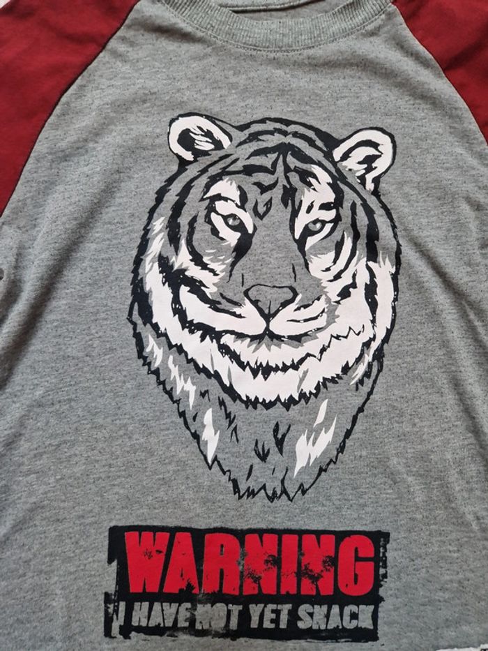 Tee-shirt manches longues Zara 8 ans tigre - photo numéro 2