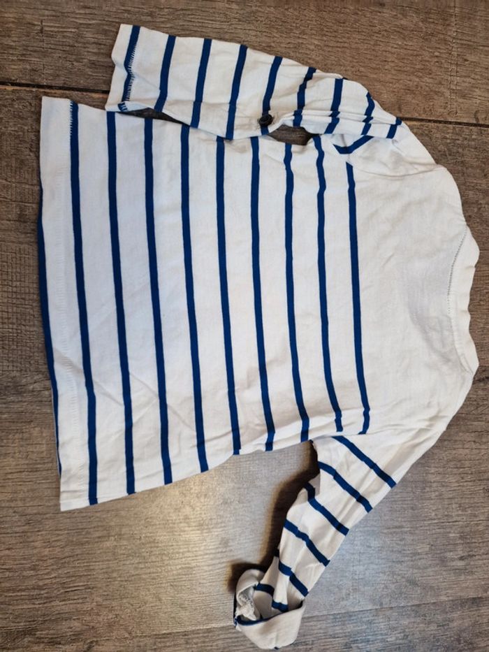 Tee-shirt manche longue 18 mois rayure marine - photo numéro 4
