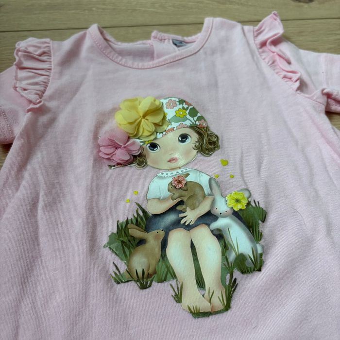 Ensemble bébé fille PLUS 12 mois t-shirt rose + legging fleuri - photo numéro 2