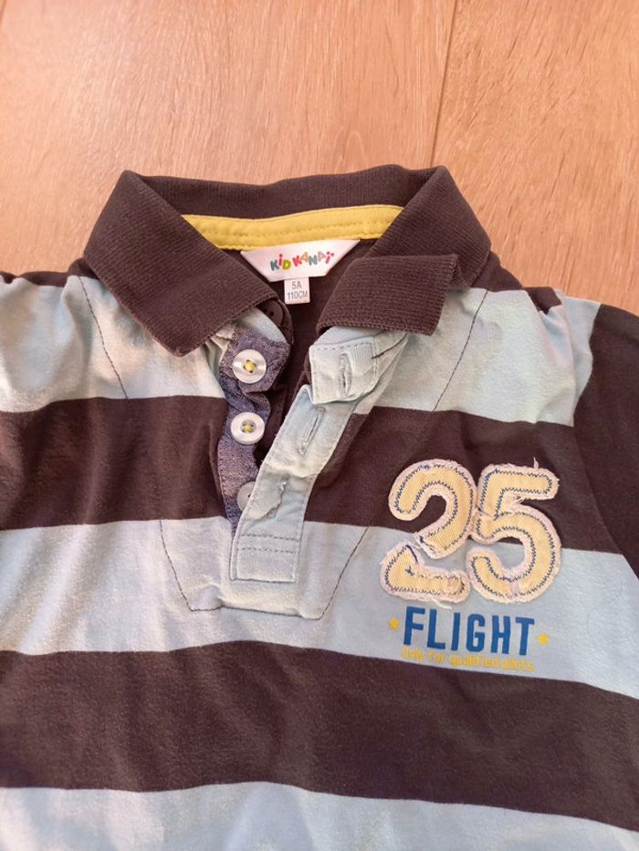 Polo rayé bleu gris - photo numéro 3