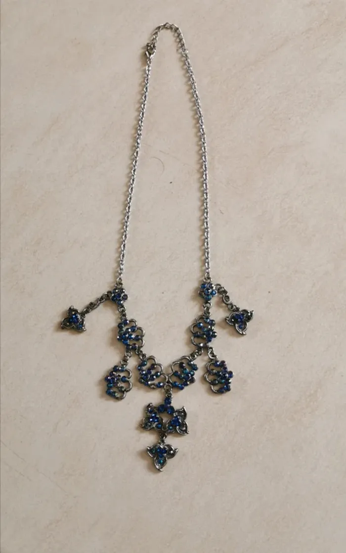 Collier vintage neuf bleu - photo numéro 2