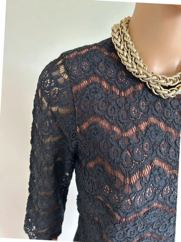 Robe noire et marron en dentelle 123 taille 36 jamais portée - photo numéro 5