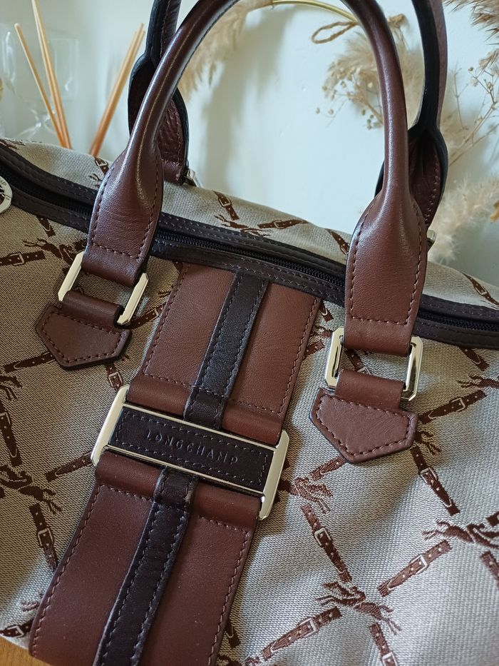 Sac à main longchamp cuir et toile - photo numéro 2
