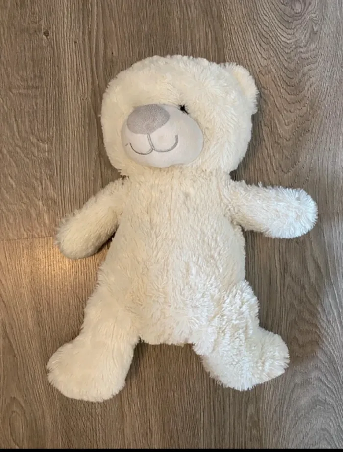 Doudou peluche ours blanc