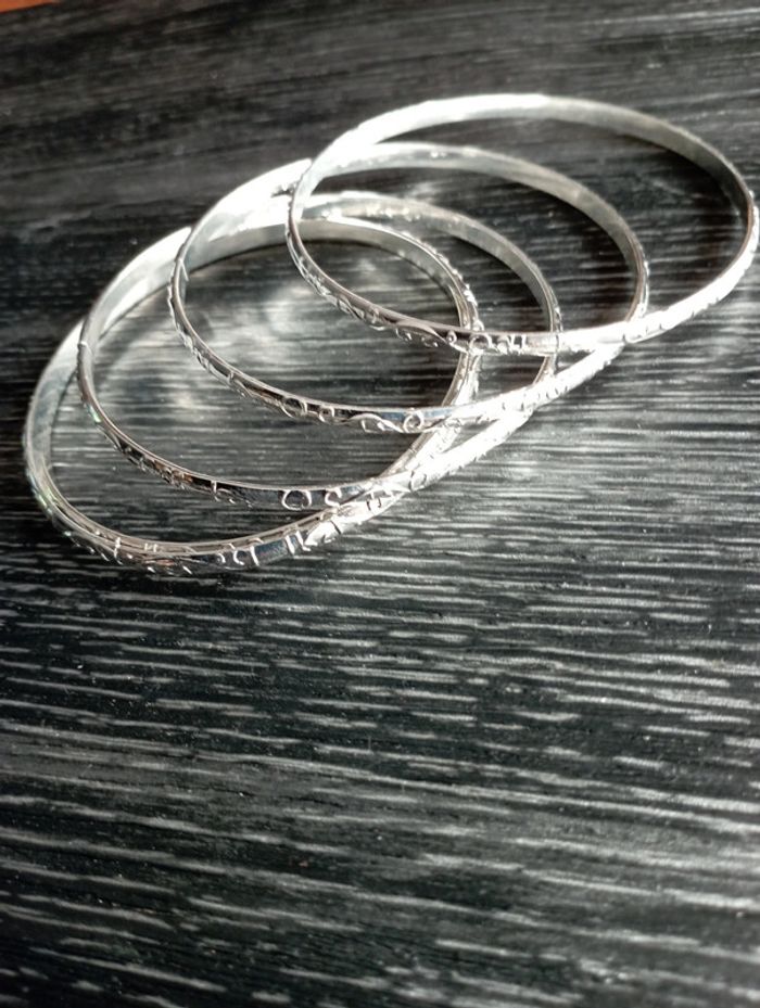 Lot de 5 joncs acier couleur argent