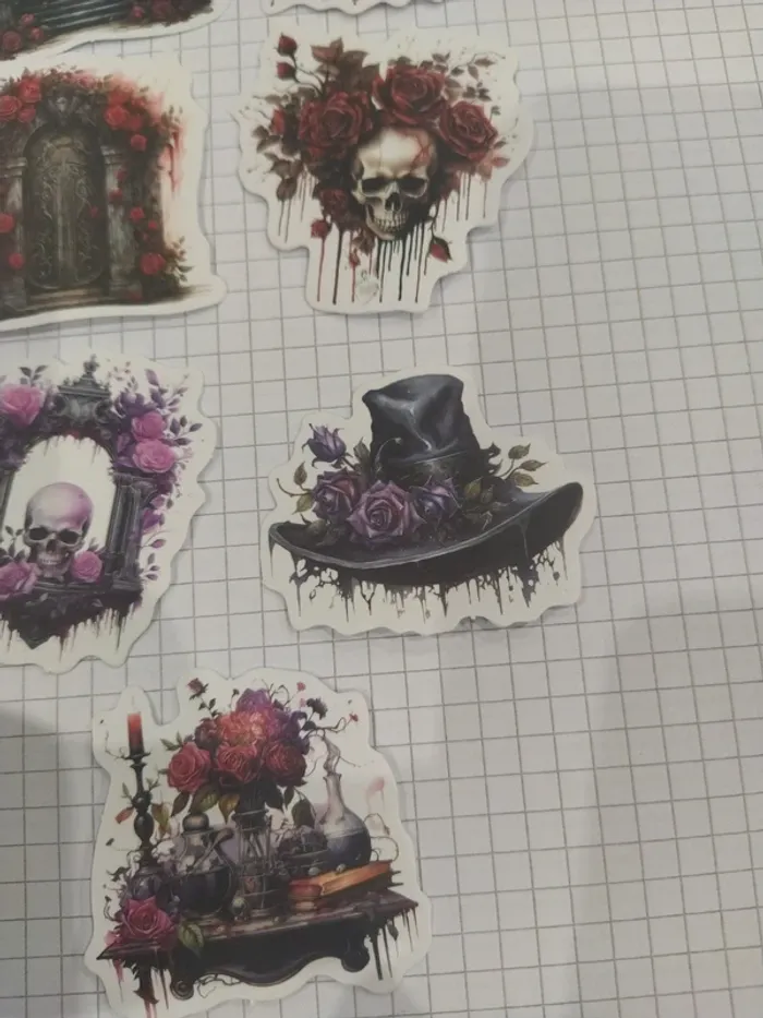 Lot d'autocollants thème roses gothique (lot B) - photo numéro 5