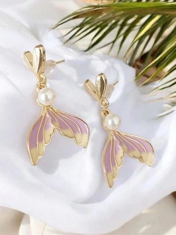 Magnifique paire de boucles d'oreilles pendantes queue de sirène