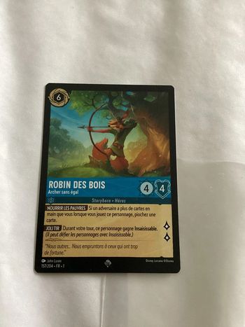 carte disney ravensburger lorcana FR robin des bois 157/204.FR.1  Non foil première édition