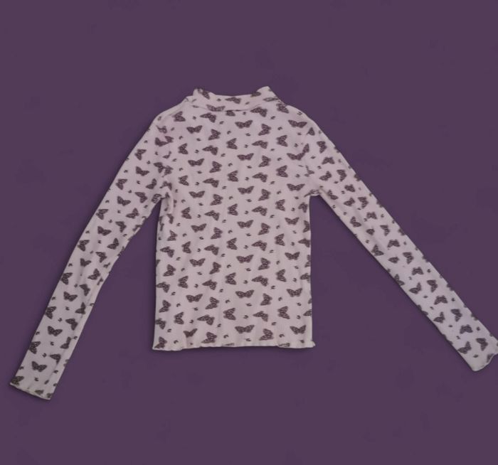 Pull petit col roulé rose motifs papillons 10/12 ans fashion private compagny kid - photo numéro 2