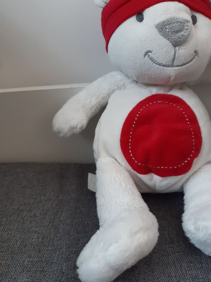 Peluche / Doudou Orchestra Ours / Ourson blanc Noël - photo numéro 3