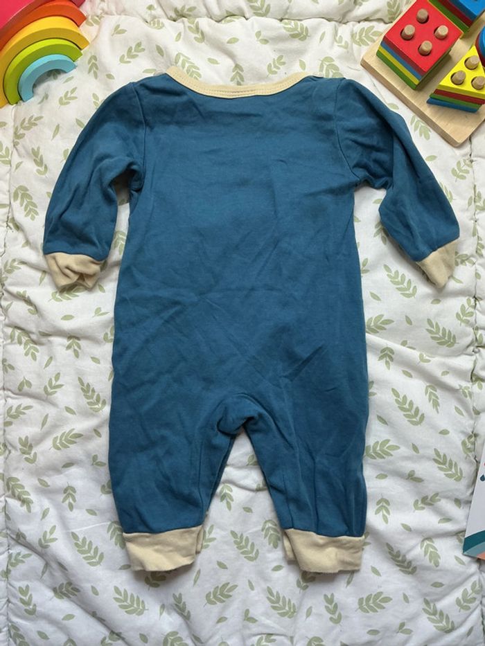 combinaison sans pieds ouverture devant dessin renard devant bleu newborn - photo numéro 6