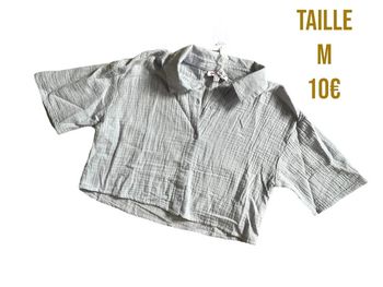 Chemise bleue manches courtes crop Jennyfer taille M neuf avec étiquette