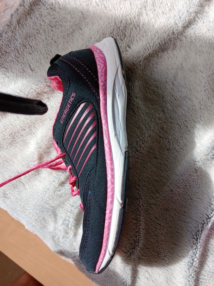 Baskets  38 noires et roses c47 - photo numéro 6