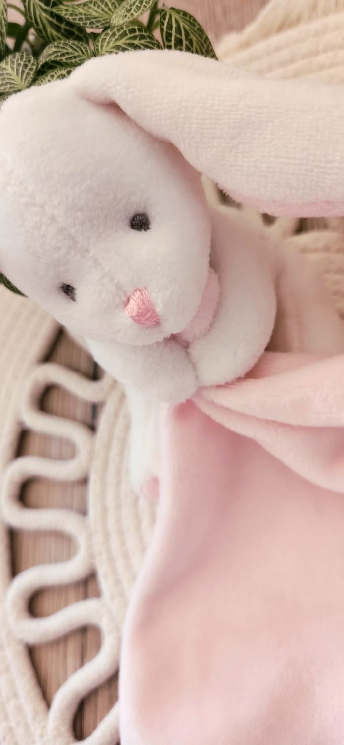 Doudou Lange Lapin Doudou & Compagnie rose blanc - photo numéro 5