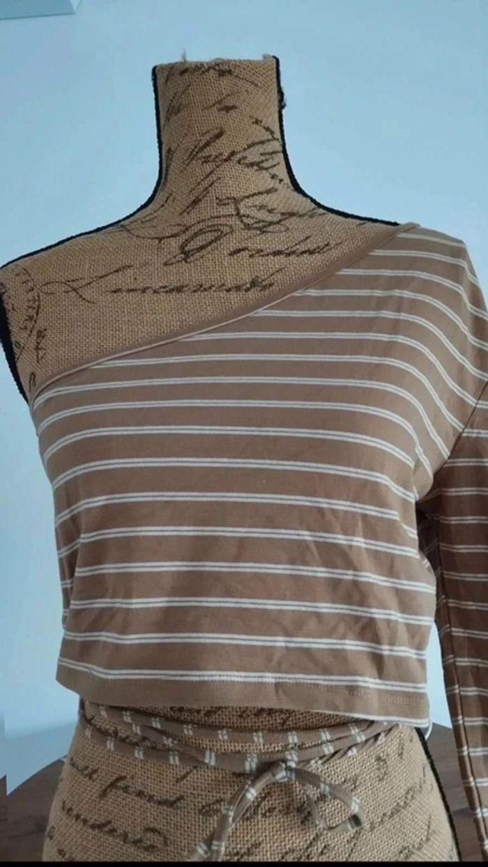 Tee  shirt  une  manche longue beige  marron taille  xl  Ardene - photo numéro 3