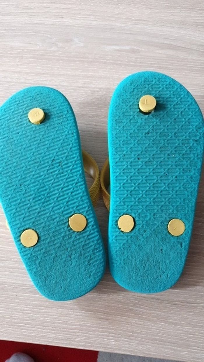 claquettes bleu turquoise et jaune Ritchie - photo numéro 4