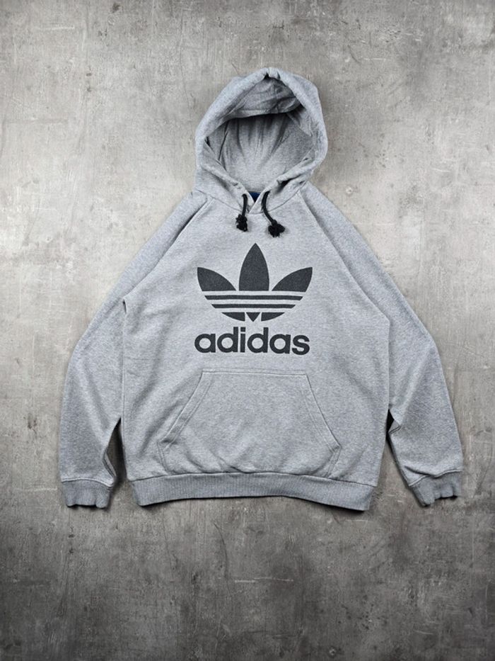 Sweat à Capuche Adidas Gris Logo Trefoil Vintage Streetwear Unisexe taille L