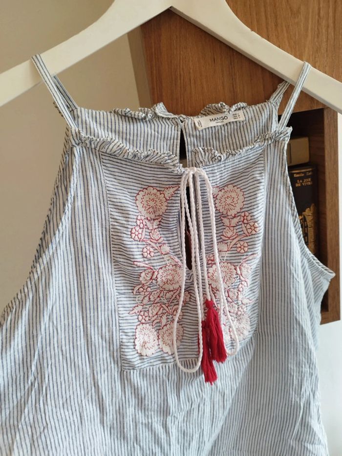 Très joli top style marinière avec imprimés fleuris de la marque Mango taille L - photo numéro 2