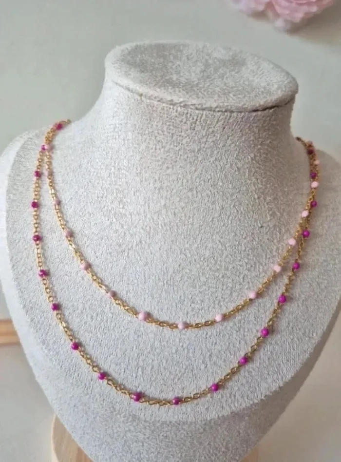 Lot de 4 bijoux en acier inoxydable 
1 parure rose + 1 parure violettes - photo numéro 3