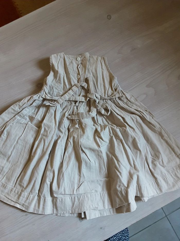 Magnifique robe coton été beige blanc T. 2-3 ans - photo numéro 3