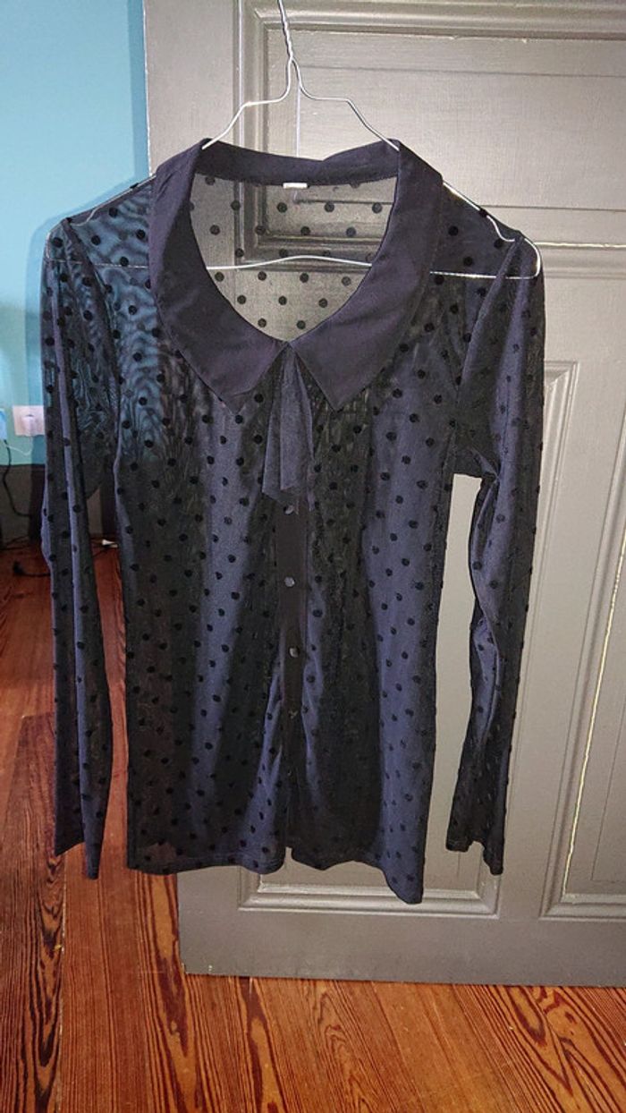 Chemisier noir transparent à pois S Beebs by Kiabi