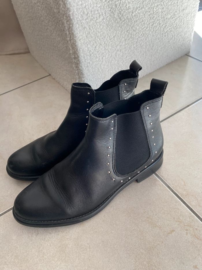 Bottines femme chelsea cuir noir 37 - photo numéro 5