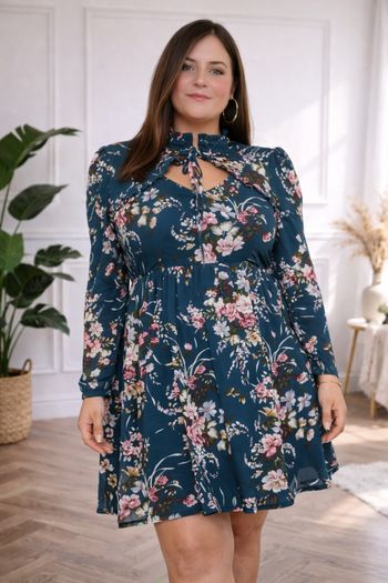 Robe oasis de poésie bleu sarcelle et rosé Femme taille 54 marque Boohoo 💍 