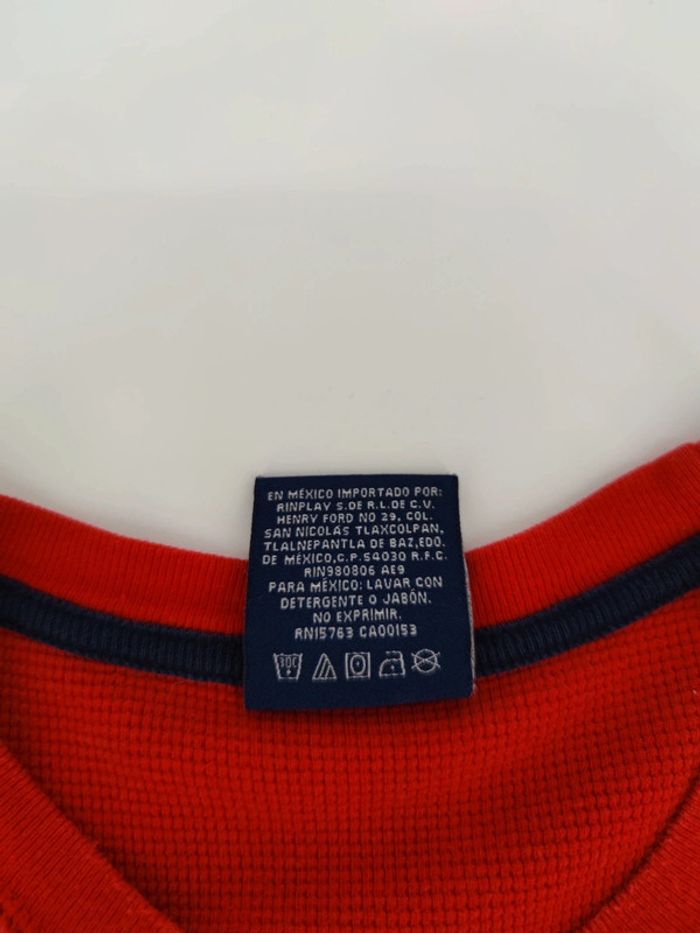 Pull Crewneck Léger Ralph Lauren Nid D'abeilles Rouge Logo Brodé Bleu Marine Taille L Homme - photo numéro 6