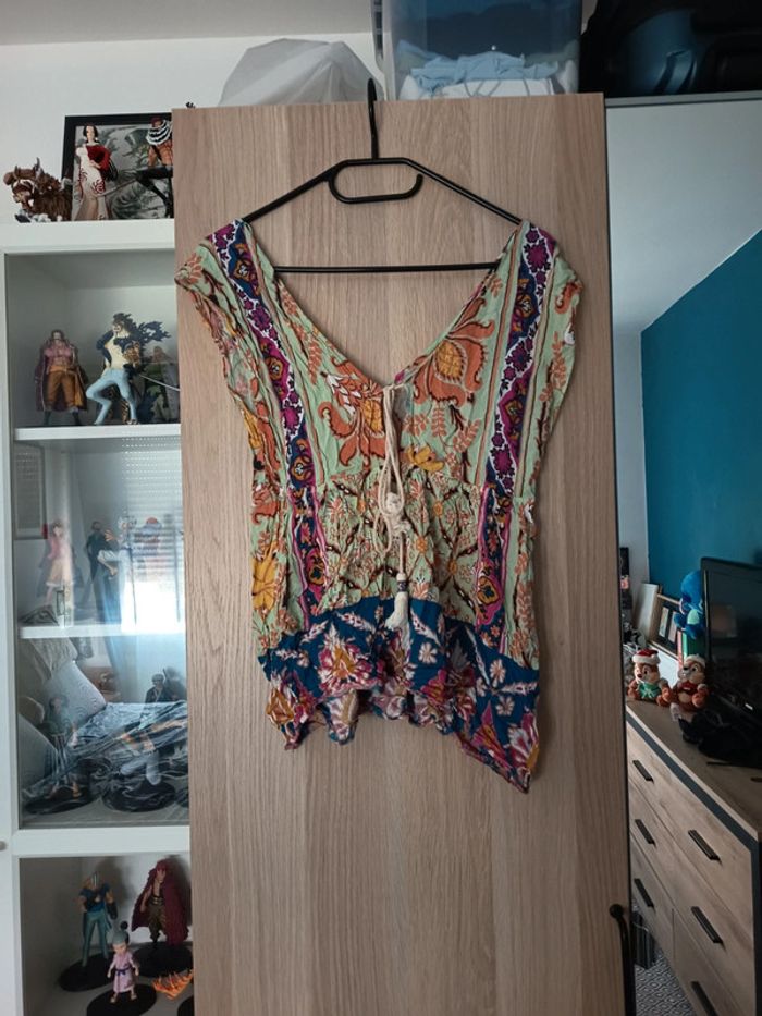 Top blouse Fleuri multicolore - Taille XS 34 - photo numéro 3