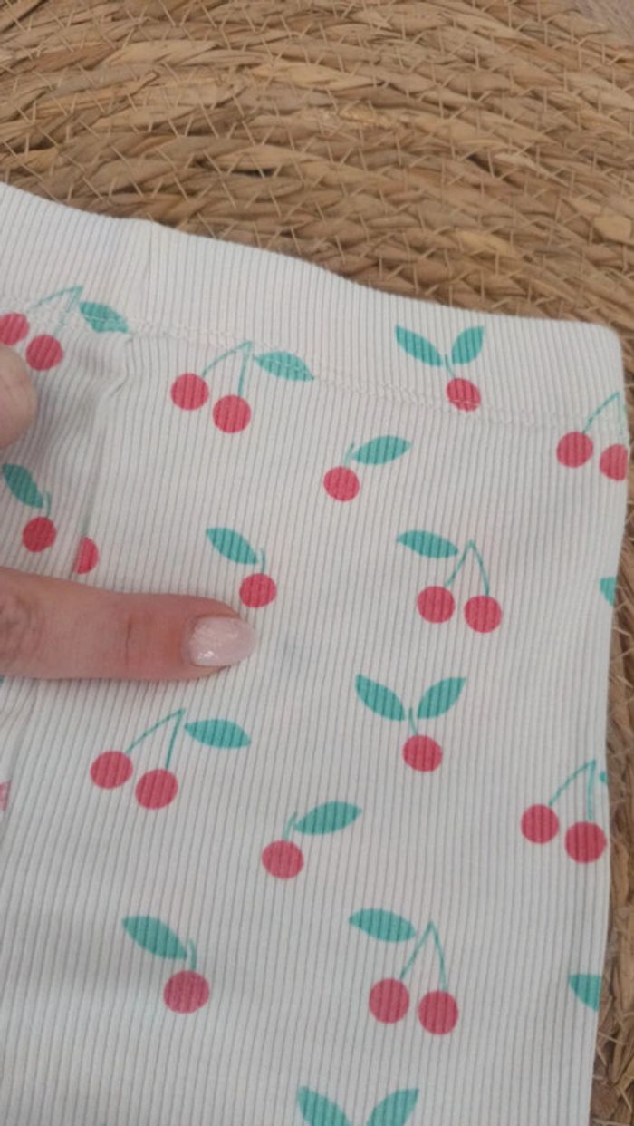 Legging côtelé Kiabi 12 mois blanc et cerise - photo numéro 6