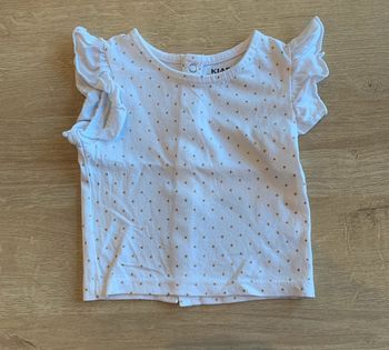 T-shirt blanc à pois doré