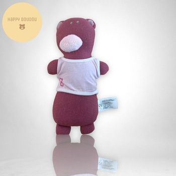 Doudou Peluche Ours Tricot mauve violet Obaibi A95