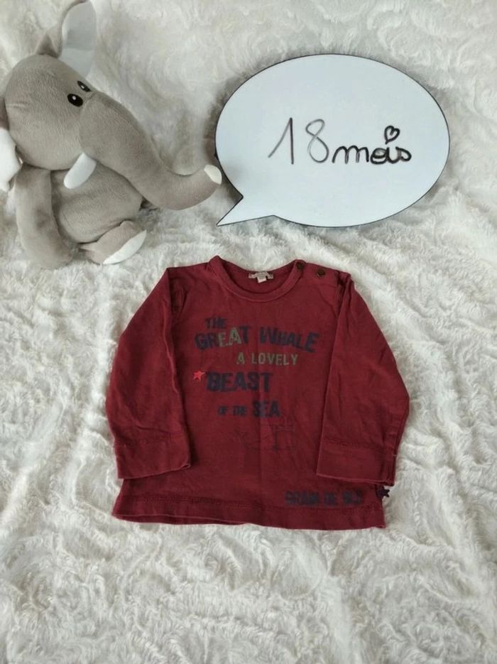 Tee shirt manches longues Garçon 18 mois Baleine Grain de blé 100% coton