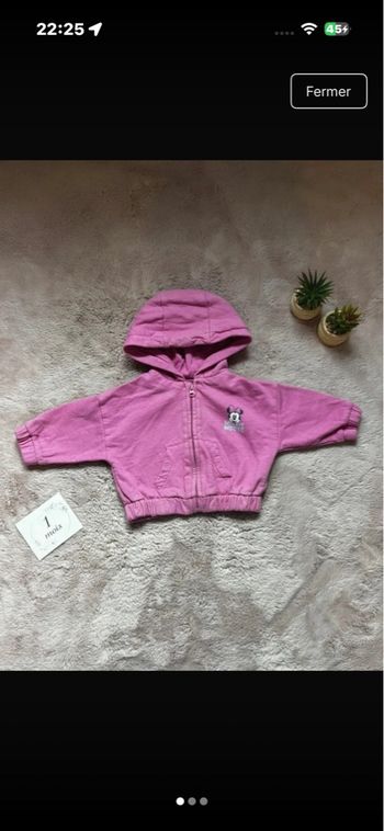 Gilet bébé Disney Minnie rose 1 mois 💕 gilet zippé – état impeccable