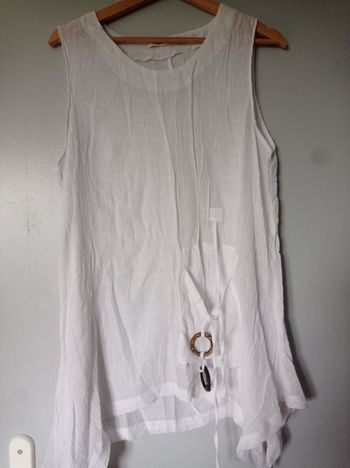 Longue tunique blanche sans manches "Neslay" T.1