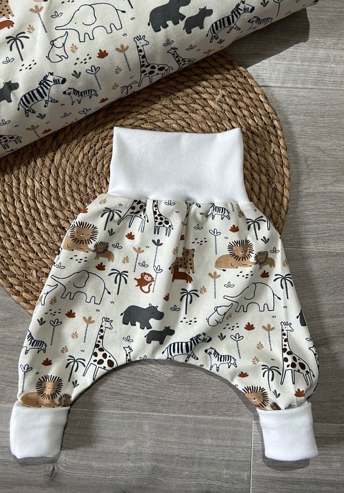 Pantalon évolutif animaux beige 18/24 mois fait main